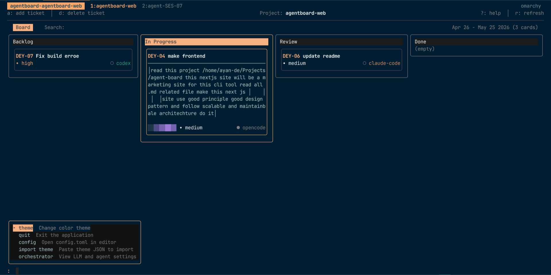 AgentBoard TUI Preview